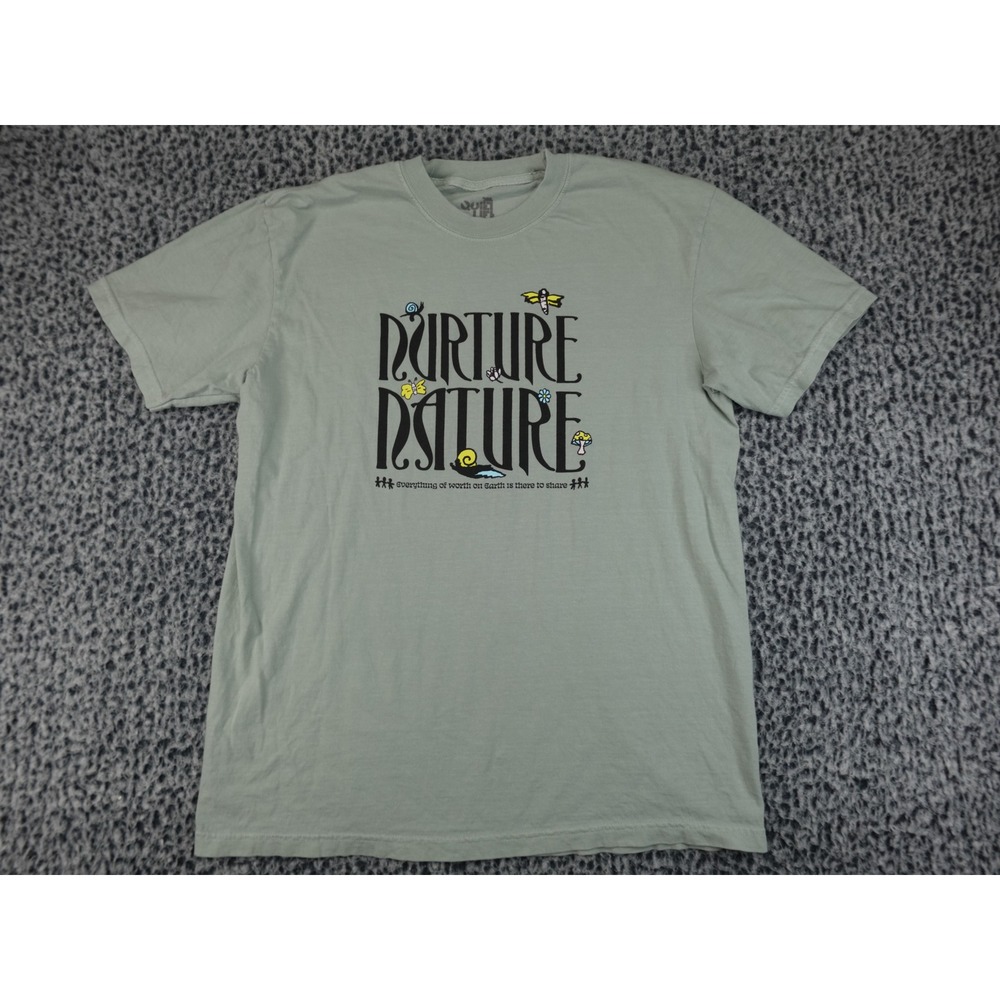 The Quiet Life Nurture Nature T-Shirt Mens Large Sage Green Graphic Tee USA Made